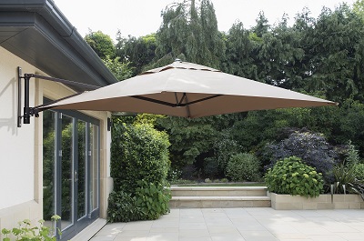 Wall Mounted 2m Square Parasol - Taupe